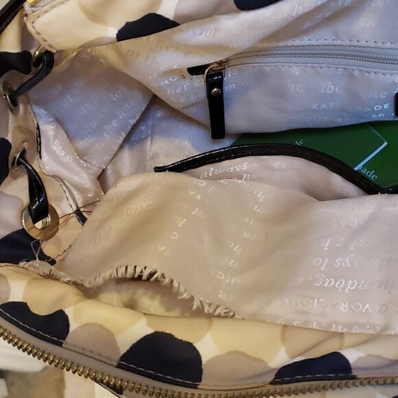 Kate SPADE STEVIE STRAWBERRY BANKE SHOULDER BAG, IVORY BAG WITH BLACK & TAN DOTS - Picture 16 of 16